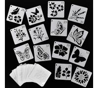 Disnace Lot de 64 Pochoirs Réutilisables pour Peinture d’Animaux et Fleurs - Modèle DIY Mural Ajouré - 7.62 cm