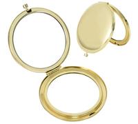 Disnace Miroir Pliant Rond,Portable Miroir De Poche,Miroir Compact Pliable,65mm Miroir Maquillage Poche,Miroir De Maquillage Professionnel Double Face-Matériau Métallique (Or)