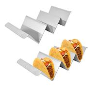 Disnace Support à Tacos en Acier Inoxydable, Lot de 2 Plateau Porte Tacos Supports à Hot-Dogs, Taco Holder en Forme de Vague avec poignée, Lave-Vaisselle, pour Tacos Mexicain, sandwichs, saucisses,V