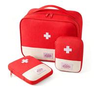 Disnace Trousse Premier Secours Vide, Mini Trousse De Secours Vide, Sac De Stockage De Médecine Portable, Kits De Premiers Secours, Trousses Medicaments Voyage, Mini Boîte Médical (Rouge, 3 Pièces)