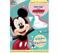 Disney 100 Mickey et ses amis - Joue et colorie - Tout sur Mickey - Livre de coloriage et jeux avec stickers et figurines - Dès 4 ans