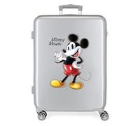 Disney 100 Mickey Joyful Valise Moyenne Grise 48x70x26 cms ABS Rigide Serrure TSA Intégrée 81L 2 kgs 4 Doubles roues