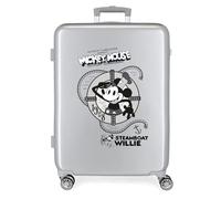 Disney 100 Mickey Steamboad Valise Moyenne Grise 48x70x26 cm ABS Rigide Fermeture TSA intégrée 81L 2 kgs 4 Roues doubles