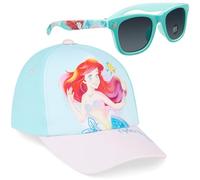Disney 100% UV Lunettes de Soleil Fille et Ensemble Réglable Casquette (Bleu Ariel)