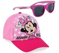 Disney 100% UV Lunettes de Soleil Fille et Ensemble Réglable Casquette (Rose Minnie)