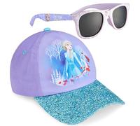 Disney 100% UV Lunettes de Soleil Fille et Ensemble Réglable Casquette (Violet)