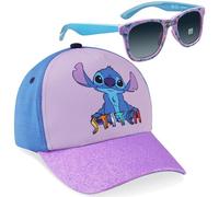 Disney 100% UV Lunettes de Soleil Fille et Ensemble Réglable Casquette (Violet Stitch)