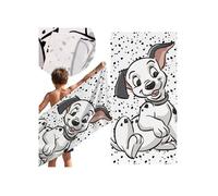 DISNEY 101 Dalmatiens Serviette de plage et de bain blanche à séchage rapide, 100% coton 70x140 cm OEKO-TEX