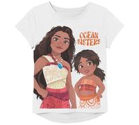 Disney 2 t-shirts à manches courtes - Moana, Simea, Maui - Filles Tailles 2-16, blanc, 14-16