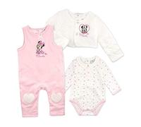 Disney 3428 Lot de 3 grenouillère pour bébé Motif Minnie - Rose - 24 mois