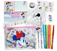 Disney - Activités Mickey et Minnie - Kit de Coloriage Enfants - Kits de Loisirs Créatifs - Minnie Accessoire Bureau - Papeterie - Feutres - Dessin - Idée Cadeau Anniversaire Fille