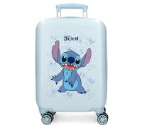Disney Valise cabine Happy Stitch 50x33x20 cm – ABS léger et durable, fermeture à combinaison, Bleu