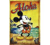 Disney Aimant (aimant) Mickey Mouse Aloha pour réfrigérateur chambre de collection imprimé sur bois 10 x 6 cm