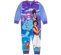 Disney Aladdin Girls Violet Onesie | Vêtements d'intérieur en Polaire Tout-en-Un | Génie Jafar Abu | Enfants Pyjama PJs Sleepsuit Nightwear | Marchandise Cadeau Confortable