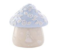Disney Alice au pays des merveilles Boîte à bijoux en céramique bleu/beige en forme de champignon Produit sous licence officielle Chapelier fou, Tweedle Dum & Dee, lapin blanc, reine des cœurs et