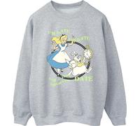 Disney - "Alice au pays des merveilles, je suis en retard" Sweatshirt pour femmes BI5688 (XXL) (Grau)