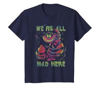 Disney Alice In Wonderland Cheshire Cat Neon All Mad Here T-Shirt, Enfant, Bleu Marine, 6 ans