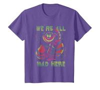 Disney Alice In Wonderland Cheshire Cat Neon All Mad Here T-Shirt, Enfant, Violet Chiné, 10 ans