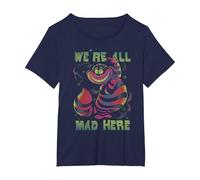 Disney Alice In Wonderland Cheshire Cat Neon All Mad Here T-Shirt, Femme Grandes tailles, Bleu Marine, 6X