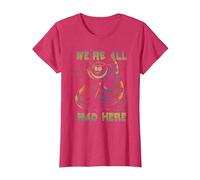 Disney Alice In Wonderland Cheshire Cat Neon All Mad Here T-Shirt, Femme, Rouge Chiné, XS
