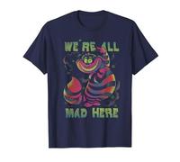 Disney Alice In Wonderland Cheshire Cat Neon All Mad Here T-Shirt, Homme, Bleu Marine, 4XL