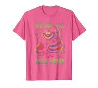 Disney Alice In Wonderland Cheshire Cat Neon All Mad Here T-Shirt, Homme, Rose Chiné, S