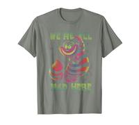 Disney Alice In Wonderland Cheshire Cat Neon All Mad Here T-Shirt, Homme, Vert kaki chiné, S