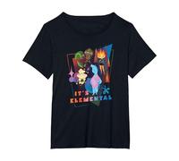 Disney and Pixar’s Elemental It’s Elemental Characters T-Shirt, Femme Grandes Tailles, Noir, 2X