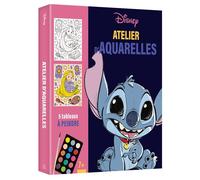 DISNEY - Atelier d'aquarelle - Coffret 5 tableaux à peindre Avec une palette, un pinceau et tampon mousse - Collectif - Hachette Disney - Coffret - Jeux livres objets