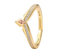 Disney Aurora 14k Gold-Plated Ring with Misty Rose Cubic Zirconia and Clear Cubic Zirconia