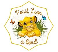 Disney - Autocollant Bébé à Bord - Simba, Lion King, Jaune, Vinyle, Rectangulaire, Usage Unique, Vitre, Véhicule