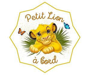 Disney - Autocollant Bébé à Bord - Simba, Lion King, Jaune, Vinyle, Rectangulaire, Usage Unique, Vitre, Véhicule