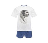 Disney Avatar 2 La Voie de l'eau T-Shirt et Short pour Femme, Pyjama en Coton Doux, Ensemble 2 Pièces Neytiri Design, Cadeau pour Femme et Adolescente | Taille S - Blanc