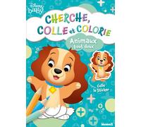 Disney Baby - Cherche, colle et colorie - Animaux tout doux - Collectif - Hemma - broché - Document jeunesse