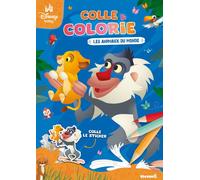 Disney Baby - Colle et colorie - Animaux du monde - Livre de coloriage avec stickers - Dès 3 ans