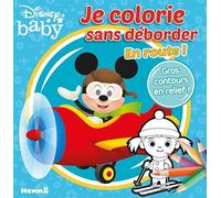 Disney Baby - Je colorie sans déborder - En route ! - Livre de coloriage avec bords en relief - Dès 3 ans