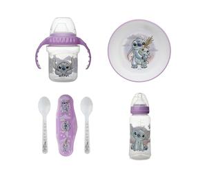 DISNEY BABY Lilo & Stitch Pack repas 1er âge 5 pièces | Pack repas avec tasse anti-fuites, bol antidérapant, cuillères et gourde, dès 10 mois.