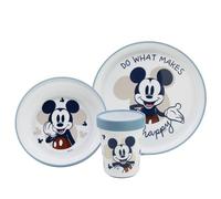 Coffret repas 3 pièces gobelet/bol/assiette mickey bleu TU