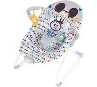 DISNEY BABY Transat Mickey Triangles Multicolores, Vibrations, 2 Jouets, Harnais 3 point d'attache, Lavable en machine