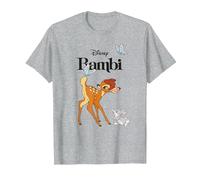 Disney Bambi and Thumper With Butterflies T-Shirt, Homme, Gris Chiné, S