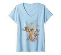 Disney Bambi Floral Portrait T-Shirt avec Col en V