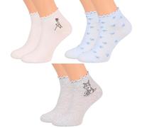 DISNEY Bambi Thumper Chaussettes colorées pour femmes, montant jusqu'aux chevilles, avec volant - 3 paires, certifiées OEKO-TEX (FR/ES, Numérique, 39, 42, Taille normale, Taille normale, A)