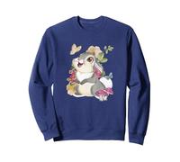 Disney Bambi Thumper Surrounded By Butterflies Sweatshirt, Unisexe pour adultes, Bleu Marine, S