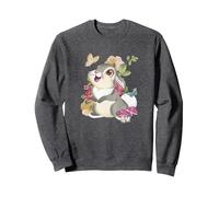 Disney Bambi Thumper Surrounded By Butterflies Sweatshirt, Unisexe pour adultes, Chiné Foncé, S
