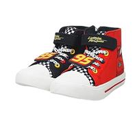Disney Baskets montantes Cars Lightning McQueen en toile pour garçon sous licence officielle avec sangle de fermeture Rouge/noir Tailles 39 à 46, Noir , 10 UK Child