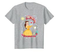 Disney Beauty and the Beast Belle Birthday Princess T-Shirt, Enfant, Gris Chiné, 3 ans