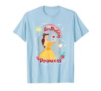 Disney Beauty and the Beast Belle Birthday Princess T-Shirt, Homme, Bleu Céleste, 3XL