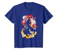 Disney Beauty and the Beast Belle Flower Silhouette T-Shirt, Enfant, Bleu Royal, 8 ans