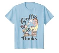 Disney Belle & Vanellope Coffee And Books T-Shirt, Enfant, Bleu Céleste, 4 ans