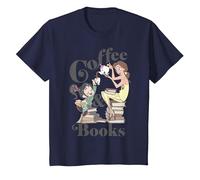 Disney Belle & Vanellope Coffee And Books T-Shirt, Enfant, Bleu Marine, 10 ans